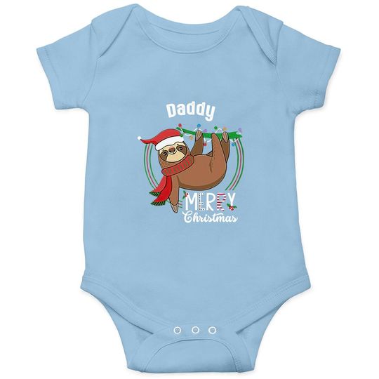 Custom Matching Sloth Merry Christmas Pajamas Daddy Baby Bodysuit