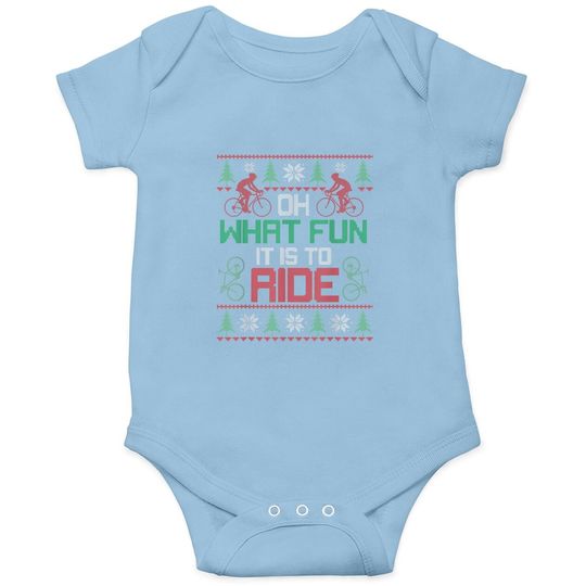 Oh What Fun It Is To Ride Bicycle Christmas Cycling Xmas Baby Bodysuit