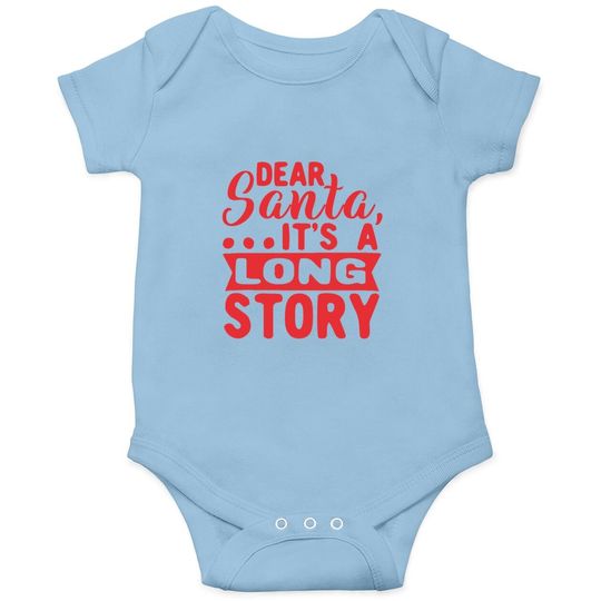 Discover Dear Santa It's A Long Story Red Design Baby Bodysuit