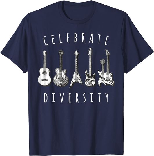Discover Celebrate Diversity Acoustic Guitar Musician T-Shirt