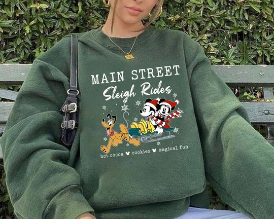 Disney Main Street Sleigh Rides Christmas Sweatshirt