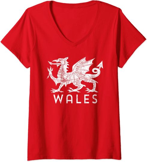 Womens Rugby Welsh Tshirt Red Dragon Flag Of Wales T-shirt