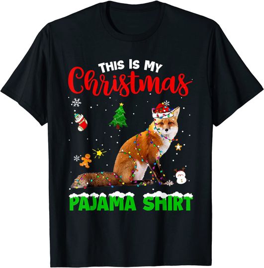 This Is My Christmas Pajama Shirt Fox Red Plaid T-Shirt