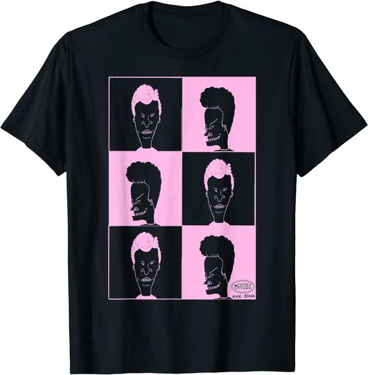 Beavis and Butthead T-Shirt Pink Checkered Panels Graphic