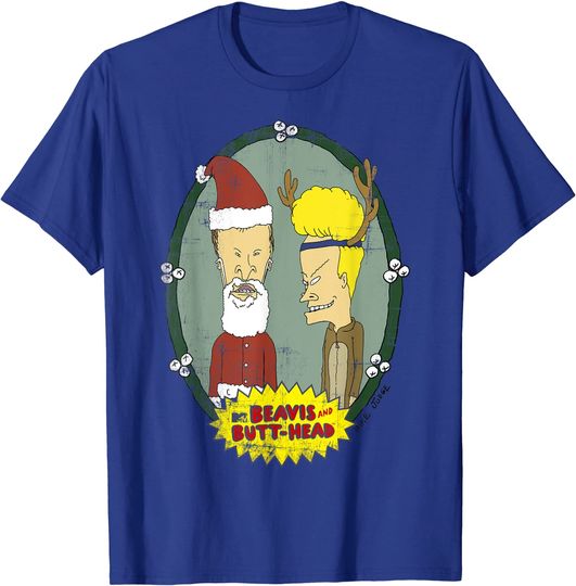 Beavis and Butthead T-Shirt Reindeer Santa Christmas Graphic