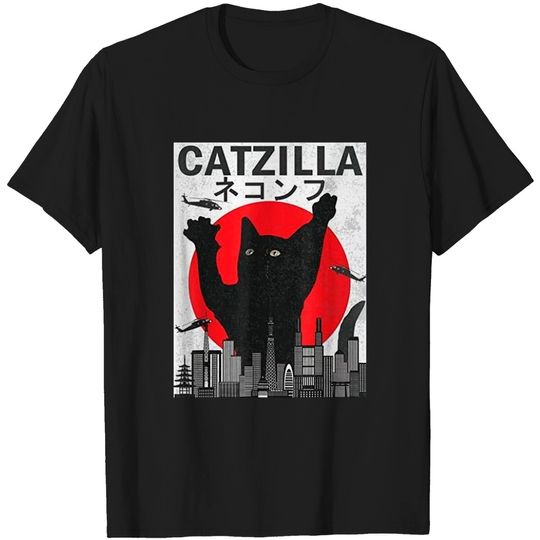 Busted Cat Vintage Catzilla Japanese Sunset T-Shirt