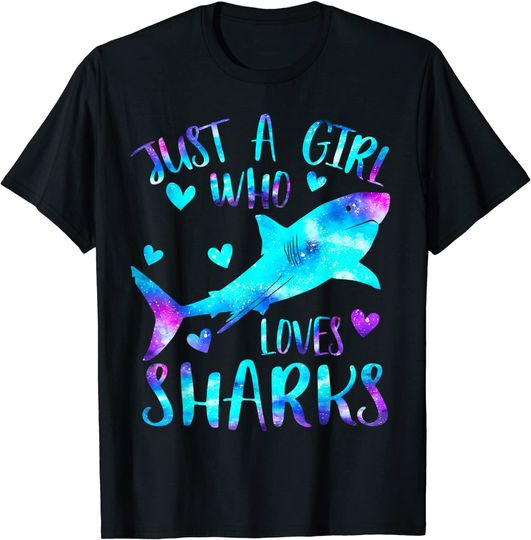 Kawaii Shark T-Shirt Just a Girl Who Loves Sharks Galaxy Shark Lover Theme Girls