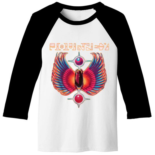 Journey Rock Band Music Group Colored Wings Logo Baseball Tee
