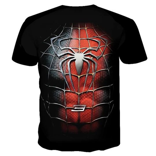 Unisex Tee Shirt 3D Print Graphic Spider Short Sleeve Casual Tops Basic Fashion Design
