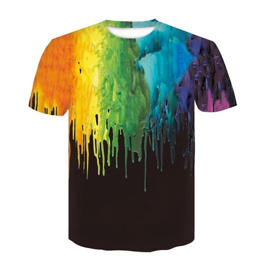 T-shirt 3D Graphic Prints Rainbow Short Sleeve Casual Tops Cartoon