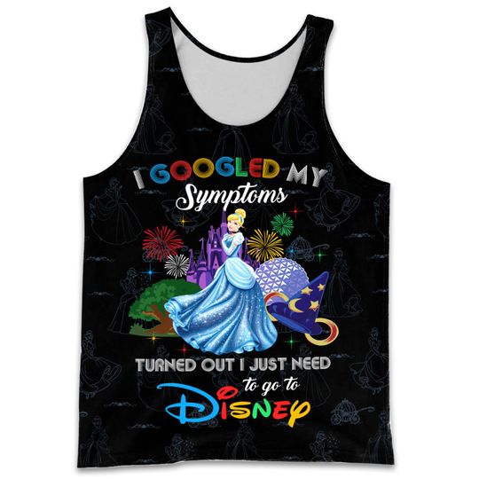 Cinde Princess Google Funny Quote Black Disney Cartoon 3D Tank Top