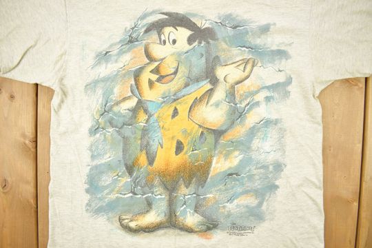 Vintage 1994 The Flintstones Fred Flintstones Double Sided Cartoon Promo T-Shirt