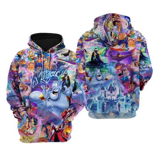 Disney Genie Aladdin Magical Glitte 3D Hoodies