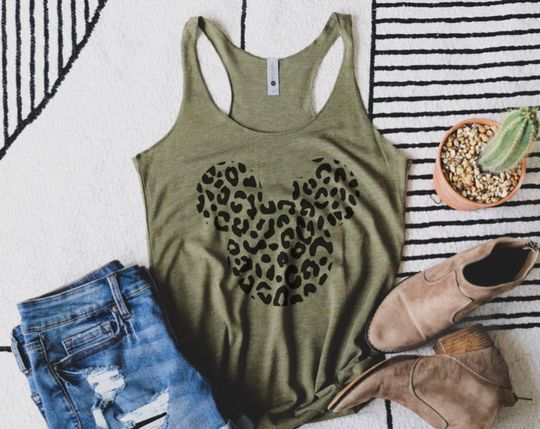 Mickey Leopard Racerback Tank top, Disney Inspired shirt, Disney inspired shirt, Disney trip shirt
