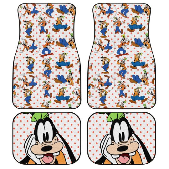 Discover Goofy Patterns Orange Blue Green White Disney Graphic Cartoon Custom Personalized Car Floor Mat Set Accessories Decorations