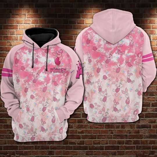 Pink Piglet Pattern Raglan | Disney Sweatshirt/Hoodie/Fleece Jacket |  Unisex Cartoon Graphic Outfits
