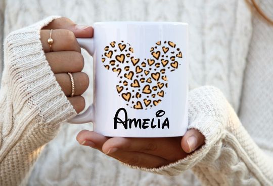 Discover Personalised Leopard Mickey Mouse head Disney coffee mug
