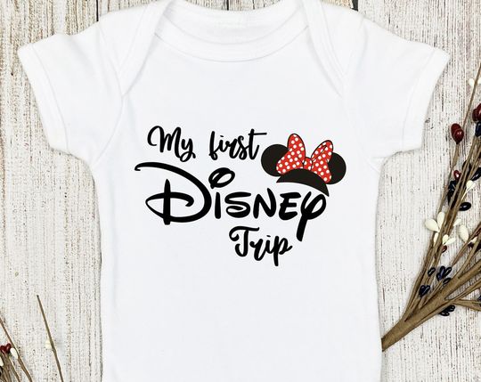 My First Disney Trip Onesie Disney Family Trip, Minnie Mouse Onesie