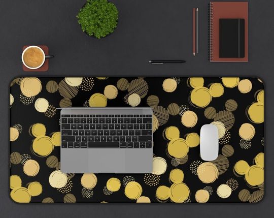 Disney Black and Gold Desk Mat, Disney Office Decor, Disney Mouse Pad