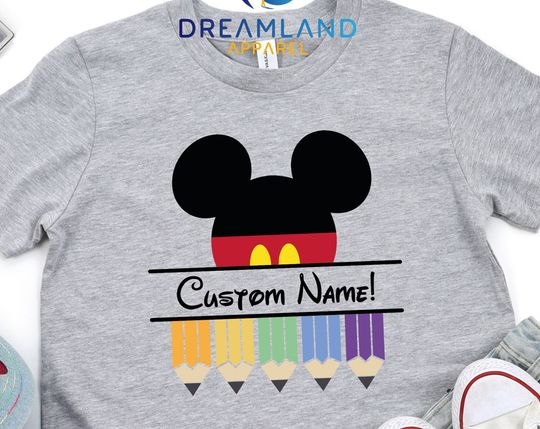 Personalized Name Disney Mickey School Shirt, Disney Back To School