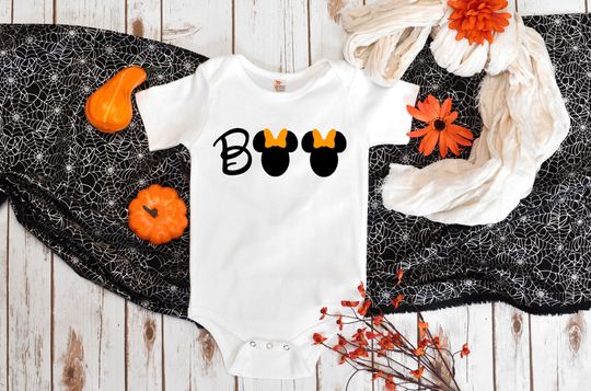 Halloween Minnie Mouse Boo Onesie, Baby's first Halloween, Disney Onesie