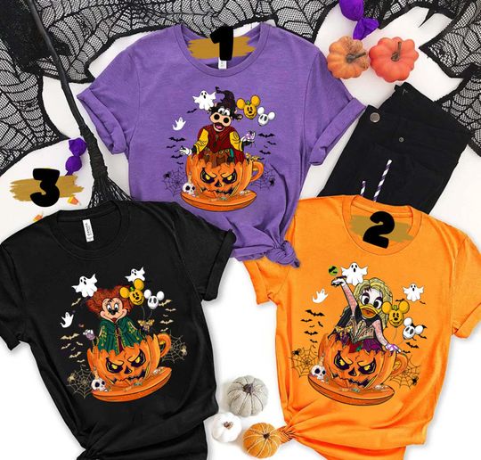 Disney Characters Halloween Pumpkin Family Matching T-Shirt