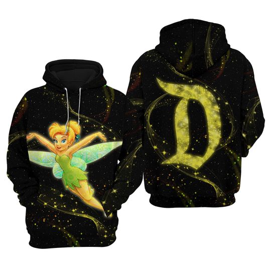 Tinker Bell Gold Glitter Pixie Dust D Disney Sweatshirt/Hoodie/Fleece Jacket | Unisex Cartoon Outfits