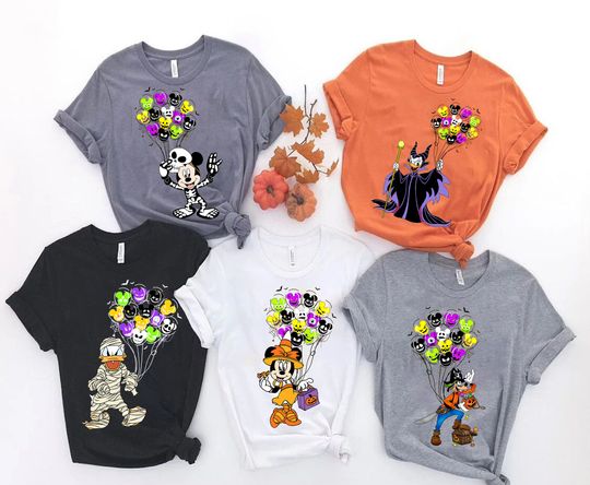 Disney Halloween Balloons Shirt, Mickey And Friends Halloween Shirt