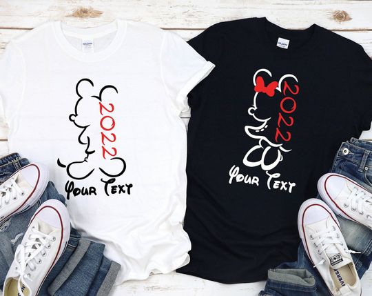 2022 Minnie and Mickey Drawing Shirt, Disney Trip, Girlfriend Boyfriend Matching Outfits