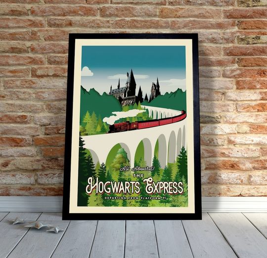 Vintage Movie Poster - Minimalist Hogwarts Express Travel Poster - Retro Movie Poster - Midcentury Art - Minimalist Art - Wall Art - Gifts