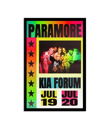 Discover Poster Paramore At Kia Forum, Inglewood, CA, US July 19 20 2023
