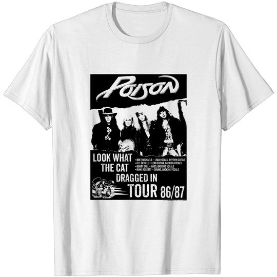 Discover Poison Rock Band Look What Tour Graphite Heather T-Shirt