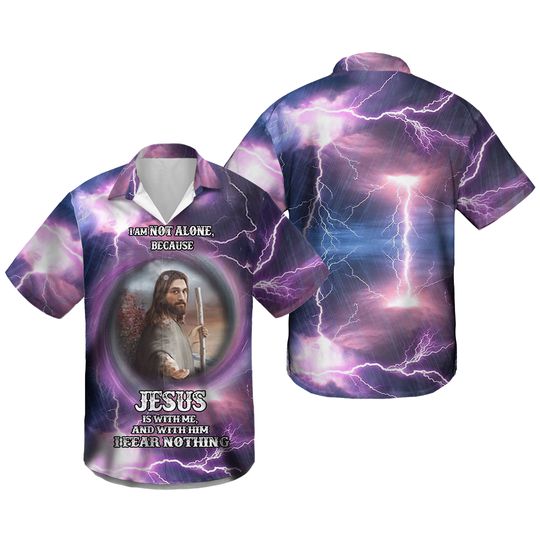 Discover Lord Jesus Is With Me Light Thunder Hawaiian Shirt