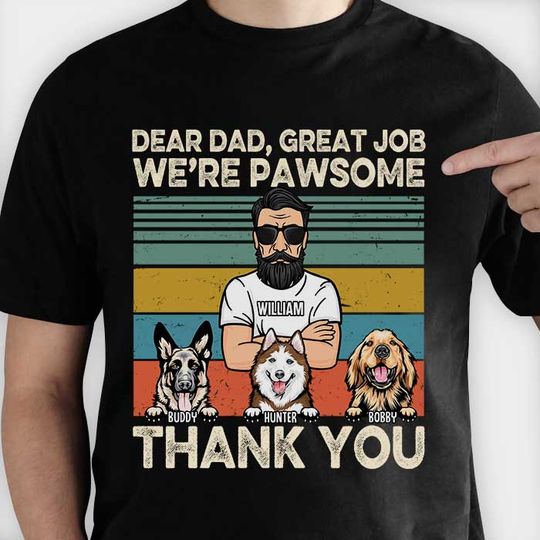 Discover Dear Mom Dad We're Pawsome - Personalized Unisex T-Shirt