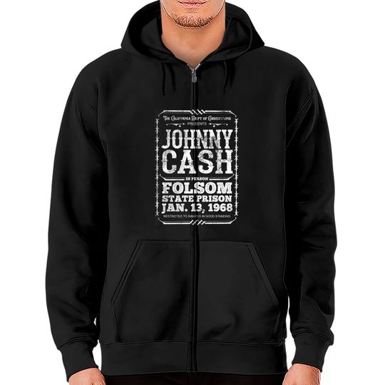 Discover Cash at Folsom Prison, distressed - Johnny Cash - Zip Hoodies