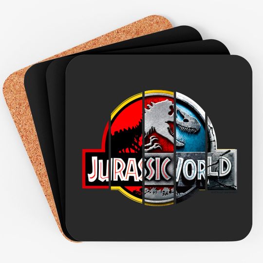 Discover Jurassic World logo evolution. Birthday party gifts. ly licensed merch. Perfect present for mom mother dad father friend him or her - Jurassic Park - Coasters