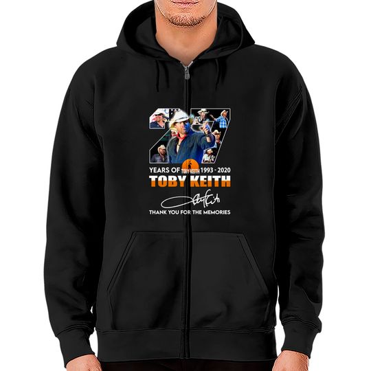 Discover Toby Keith 1993-2022 Toby Keith Thank You The Memories Zip Hoodies