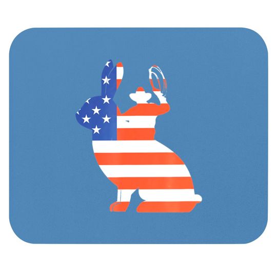 Discover American Flag Cowboy Riding Bull Jack Rabbit Mouse Pads