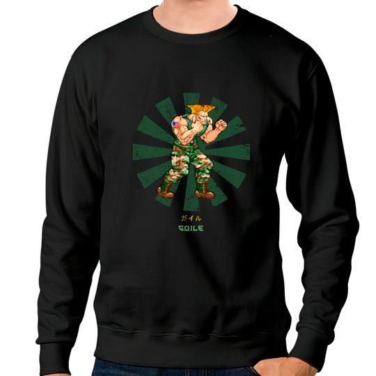 Discover Guile Street Fighter Retro Japanese - Street Fighter - Sweatshirts