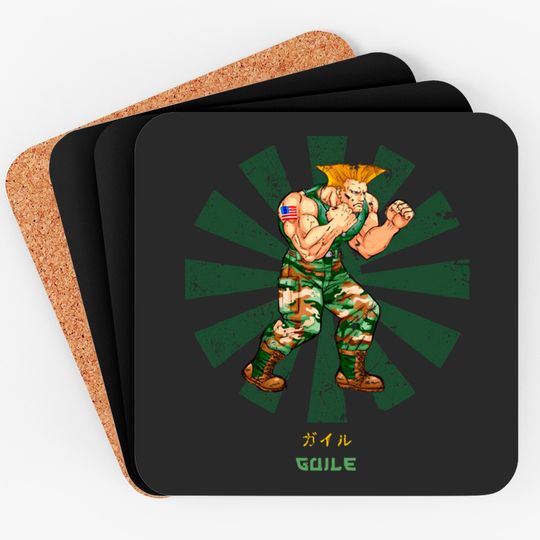 Discover Guile Street Fighter Retro Japanese - Street Fighter - Coasters