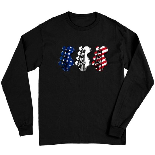 Discover Red White Blue Guitar Head Guitarist 4th Of July Long Sleeves
