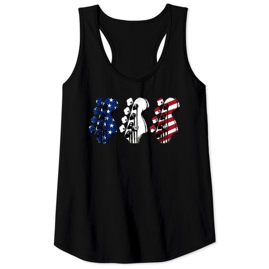 Discover Red White Blue Guitar Head Guitarist 4th Of July Tank Tops