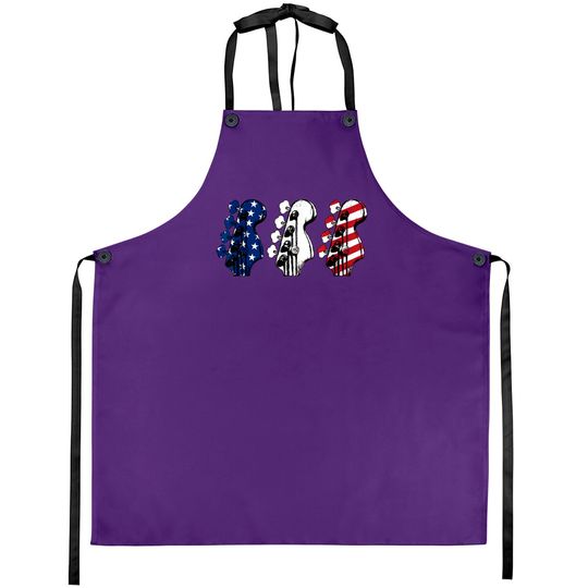 Discover Red White Blue Guitar Head Guitarist 4th Of July Aprons