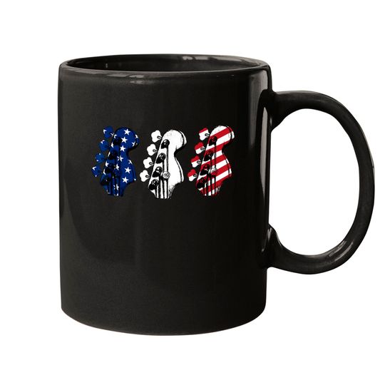 Discover Red White Blue Guitar Head Guitarist 4th Of July Mugs