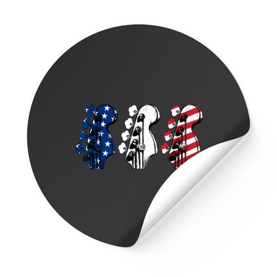 Discover Red White Blue Guitar Head Guitarist 4th Of July Stickers