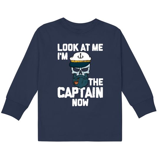 Discover Boat Captain Boating Lover Pontoon Captain Sailor  Kids Long Sleeve T-Shirts