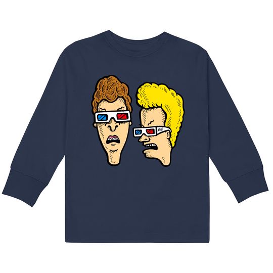 Discover Beavis and Butthead - Dumbasses in 3D - Beavis And Butthead Wearing 3d Glasses -  Kids Long Sleeve T-Shirts