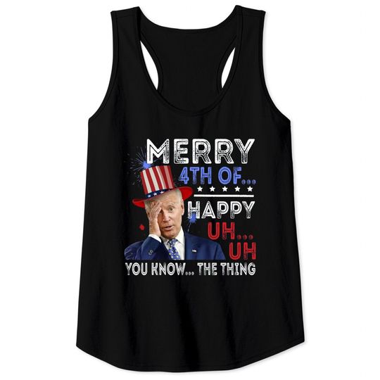 Discover Joe Biden Confused Merry Happy Funny 4th Of July Tank Tops