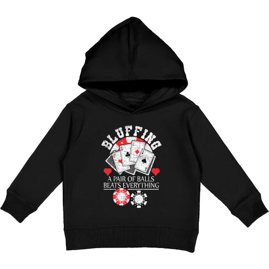 Discover Poker Bluffing Balls Distressed Texas Hold Em Cards Kids Pullover Hoodies