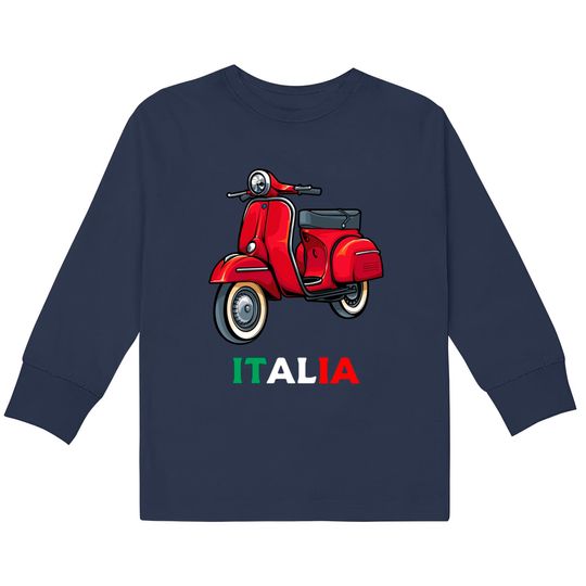 Discover Italian Biker Bike Rider Motorcycle Love Italy Scooter  Kids Long Sleeve T-Shirts